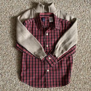 Class Club button down shirt and pullover sweater
